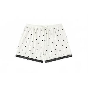 NEW THEME girl's teddy hearts pointelle pattern shorts in white